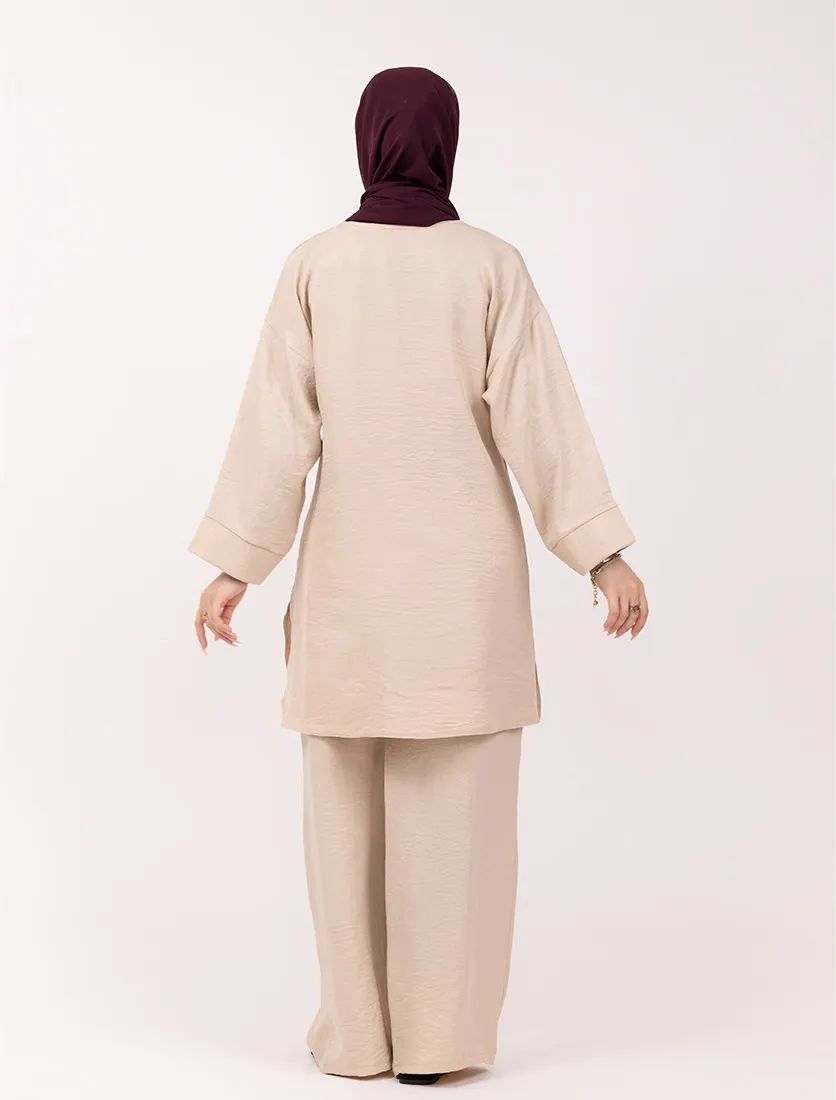 Beige Crêpey Co Ord Set